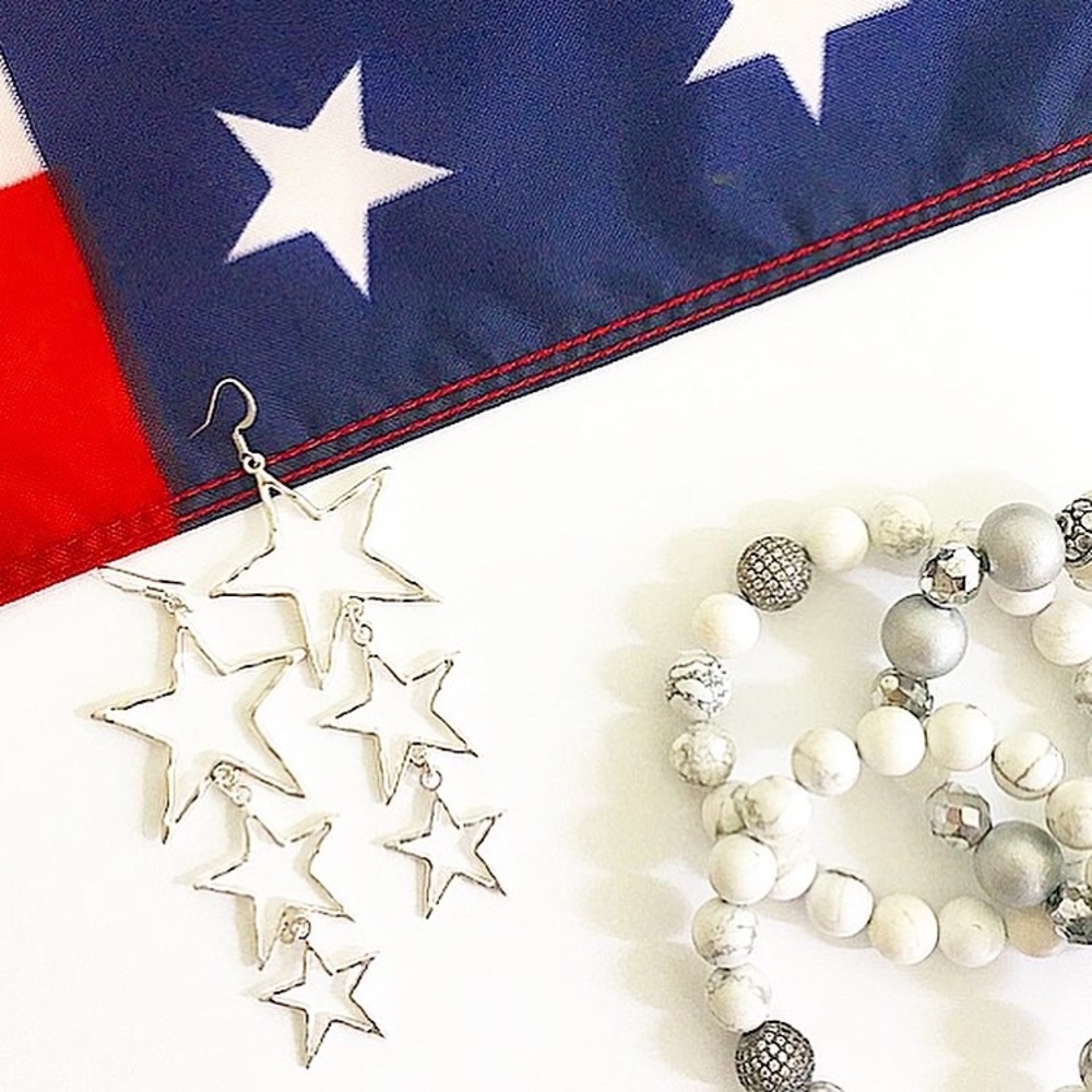 Silver Star Dangle Earrings
